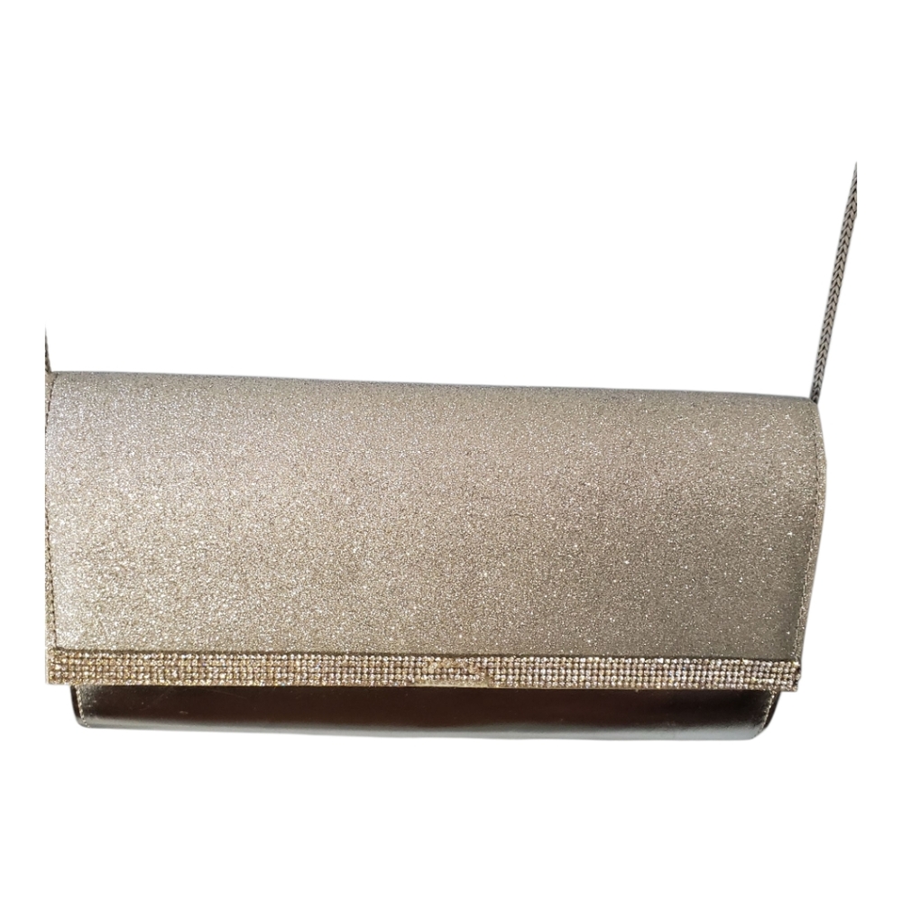 Elegant Silver Clutch Bag Extra Long Chain